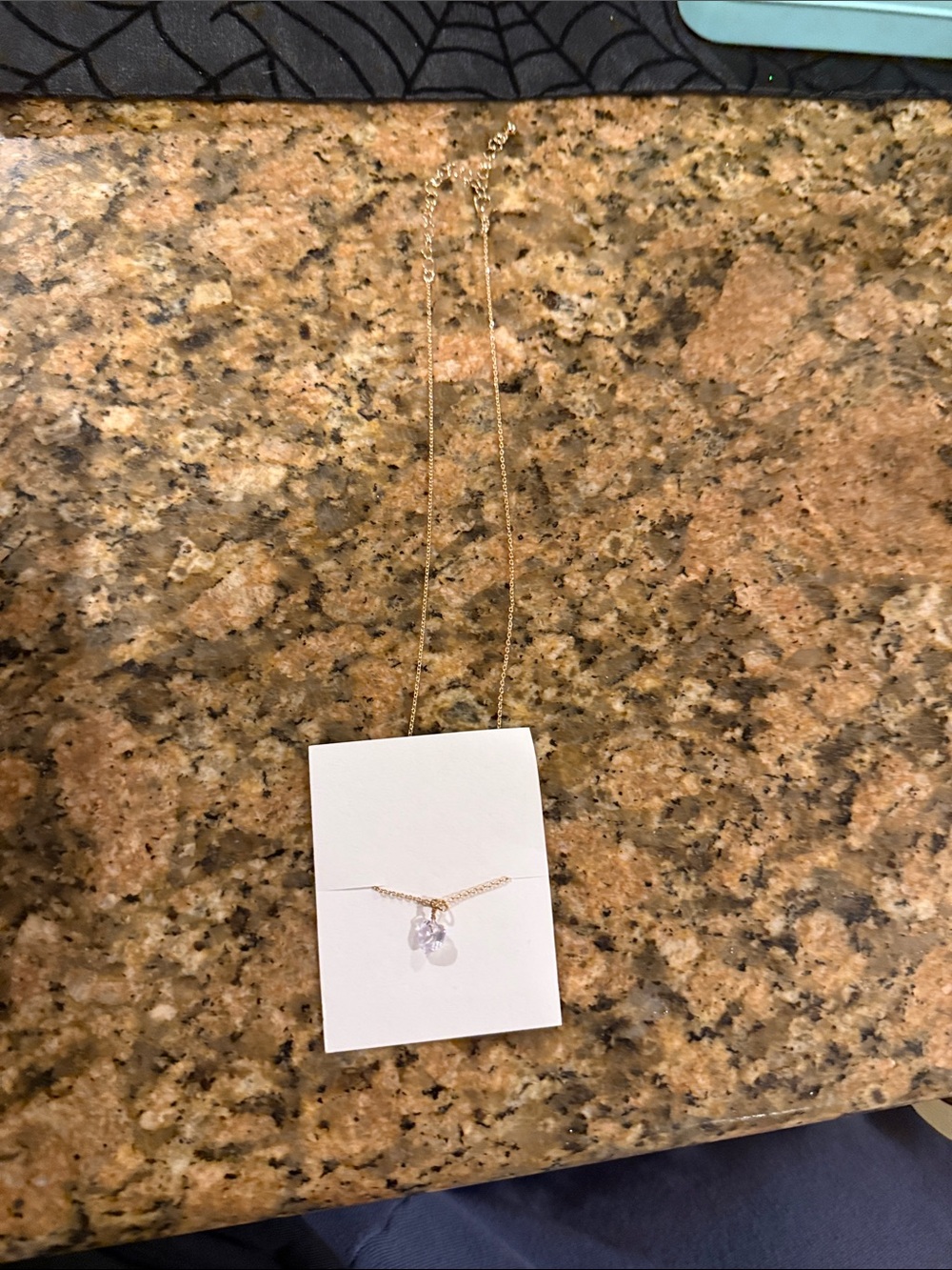SHEIN Gold Necklace with Clear Crystal Trio
